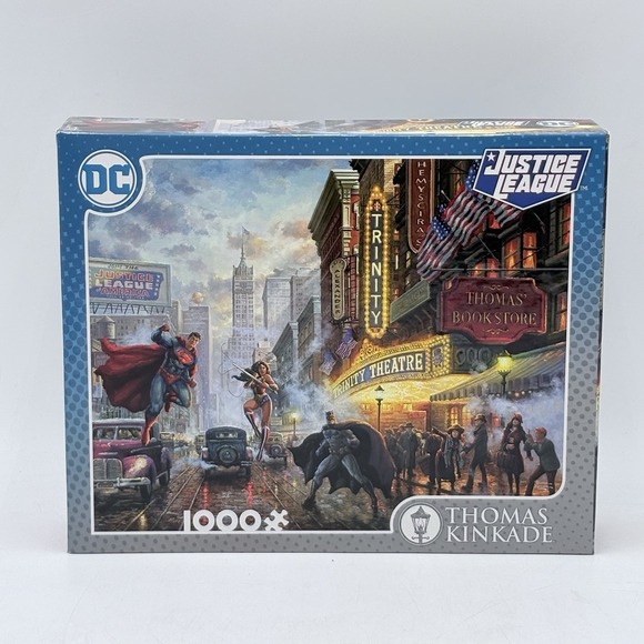 Thomas Kinkade Other - Thomas Kinkade DC Justice League Batman Superman 1000 Piece Puzzle NEW NIB 41044